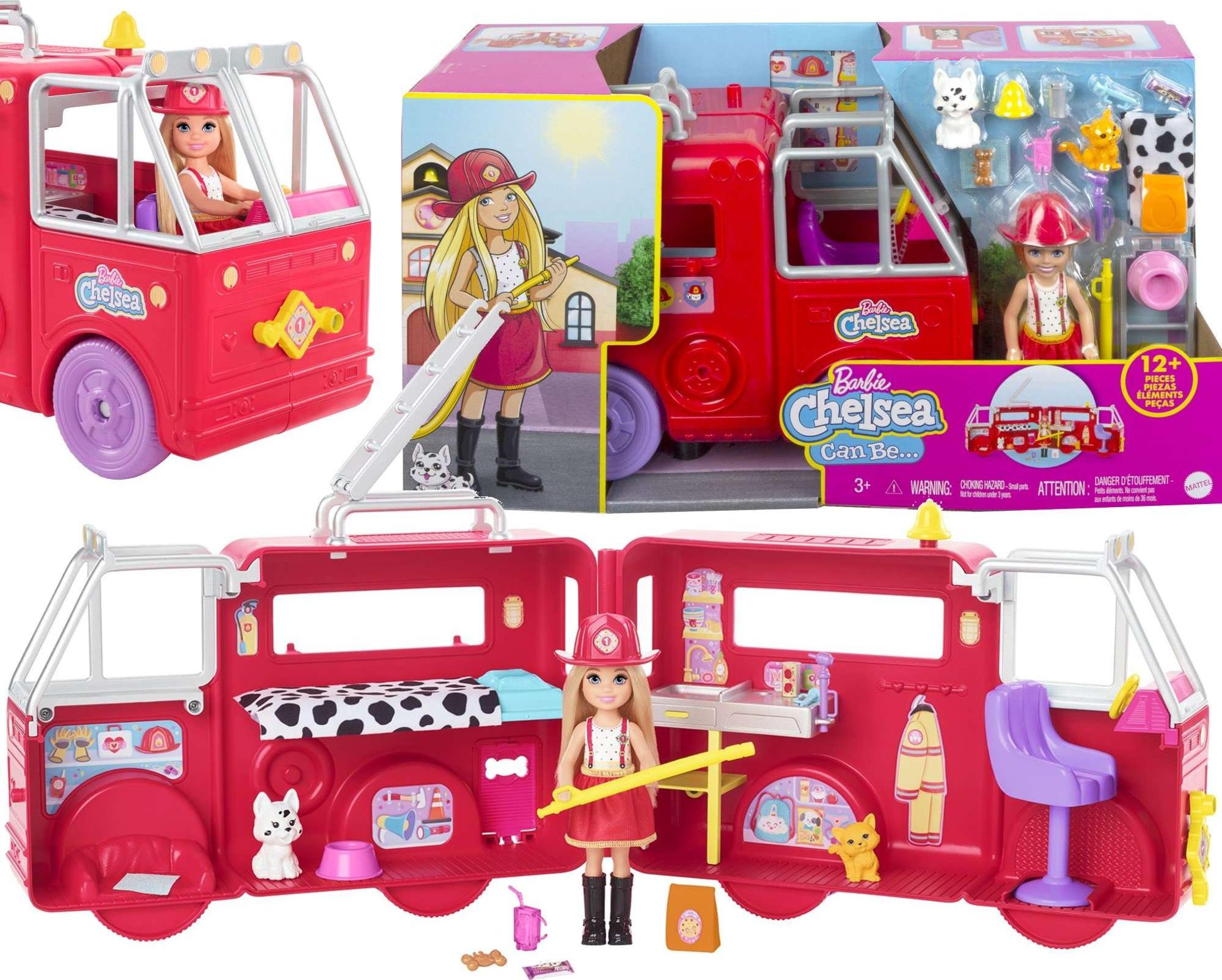 Lalka Barbie Mattel Chelsea Kariera - Wóz strażacki (HCK73)