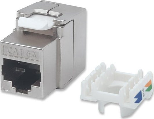 Intellinet Network Solutions INTELLINET Cat6a-Modularbuchse FTP Keystone Jack werkzeuglos silber