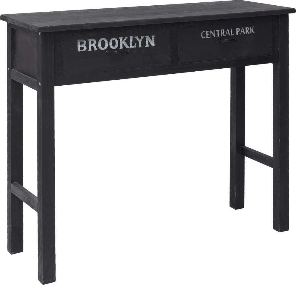 vidaXL Stolik konsola, czarny, 90 x 30 x 77 cm, drewniany