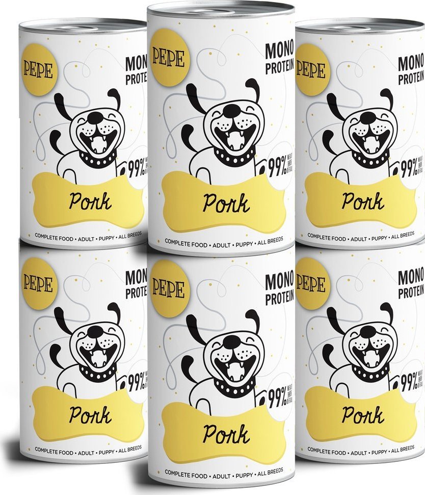 Paka Zwierzaka PEPE MONO PROTEIN Pork (wieprzowina) 6x400g