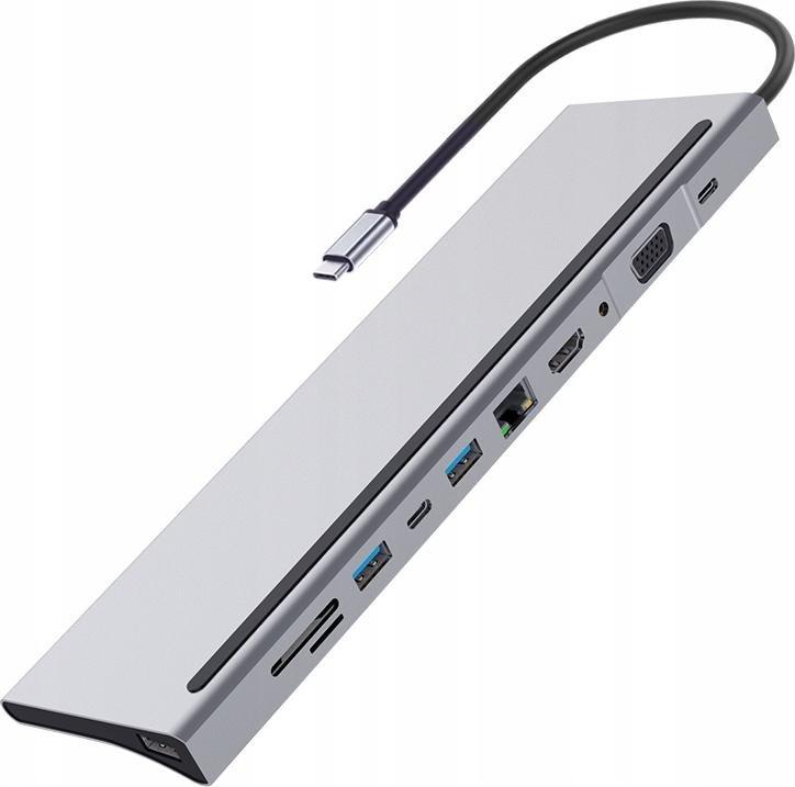 Stacja/replikator Pawonik ADAPTER HUB USB-C HDMI VGA SD 3xUSB MACBOOK 11w1