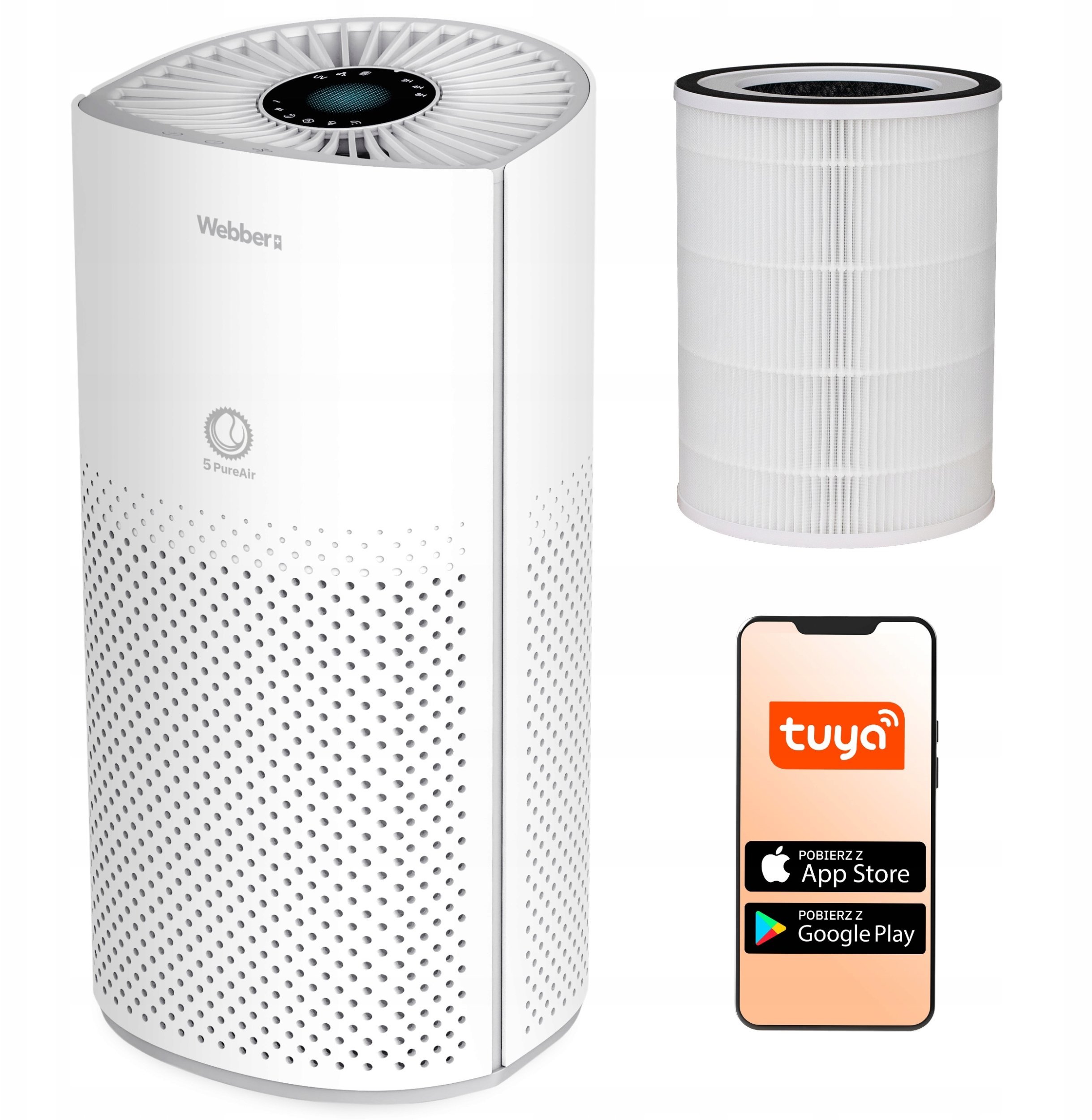 Oczyszczacz powietrza Webber AP8550 HEPA H13 WiFi UV-C Jonizacja Smart AI