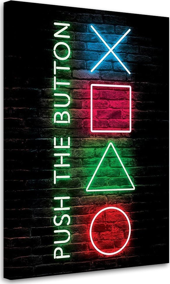 Feeby Obraz na płótnie, Napis przyciski do kontrolera dla graczy - 80x120