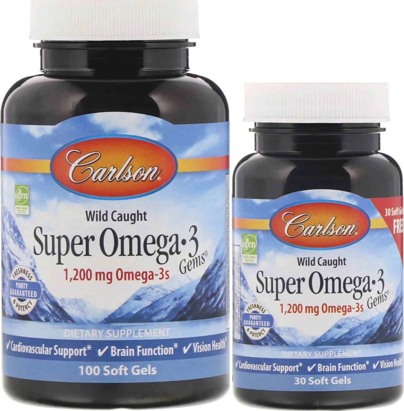 Carlson Labs Carlson Labs - Super Omega-3 1200mg, Wild Caught, 100 + 30 kapsułek miękkich