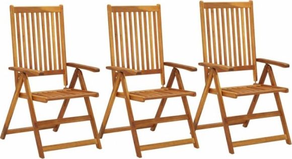 vidaXL Rozkładane krzesła ogrodowe 3 szt. lite drewno akacjowe