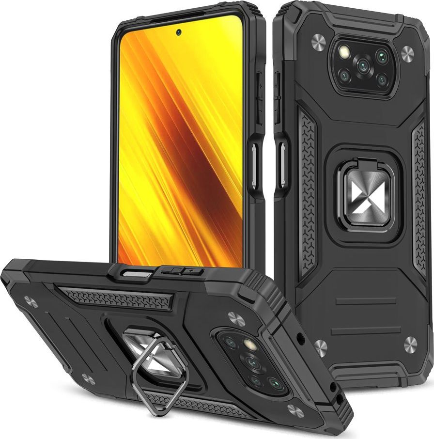 Wozinsky Wozinsky Ring Armor pancerne hybrydowe etui pokrowiec + magnetyczny uchwyt Xiaomi Poco X3 Pro / Poxo X3 NFC czarny
