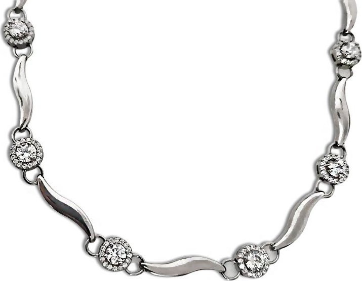 Lovrin Srebrny naszyjnik 925 elementowa z cyrkoniami 10,71g