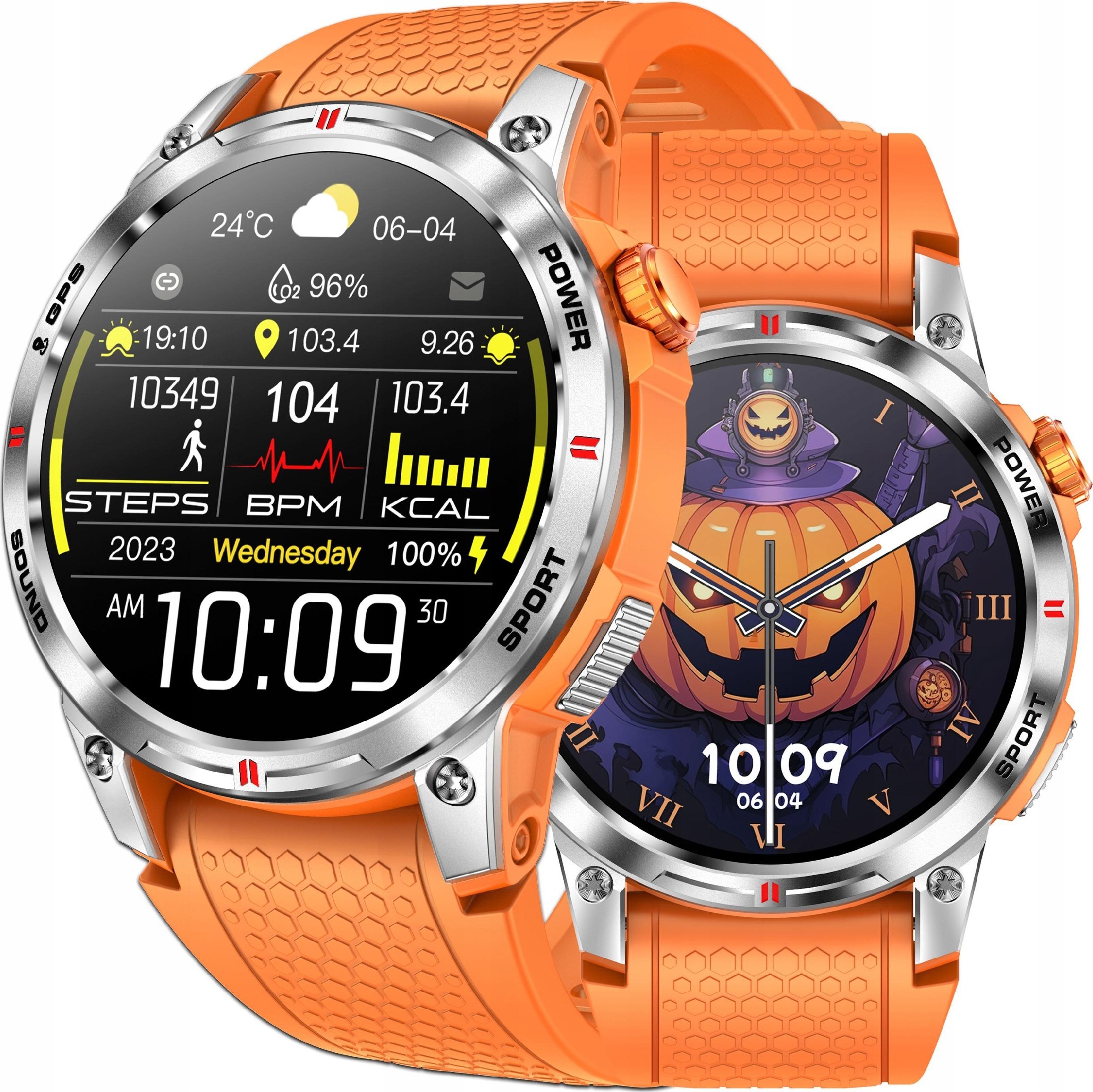 SMARTWATCH Z GPS POLSKIE MENU AMOLED BATERIA 400mAh ROZMOWY CIŚNIENIE PULS
