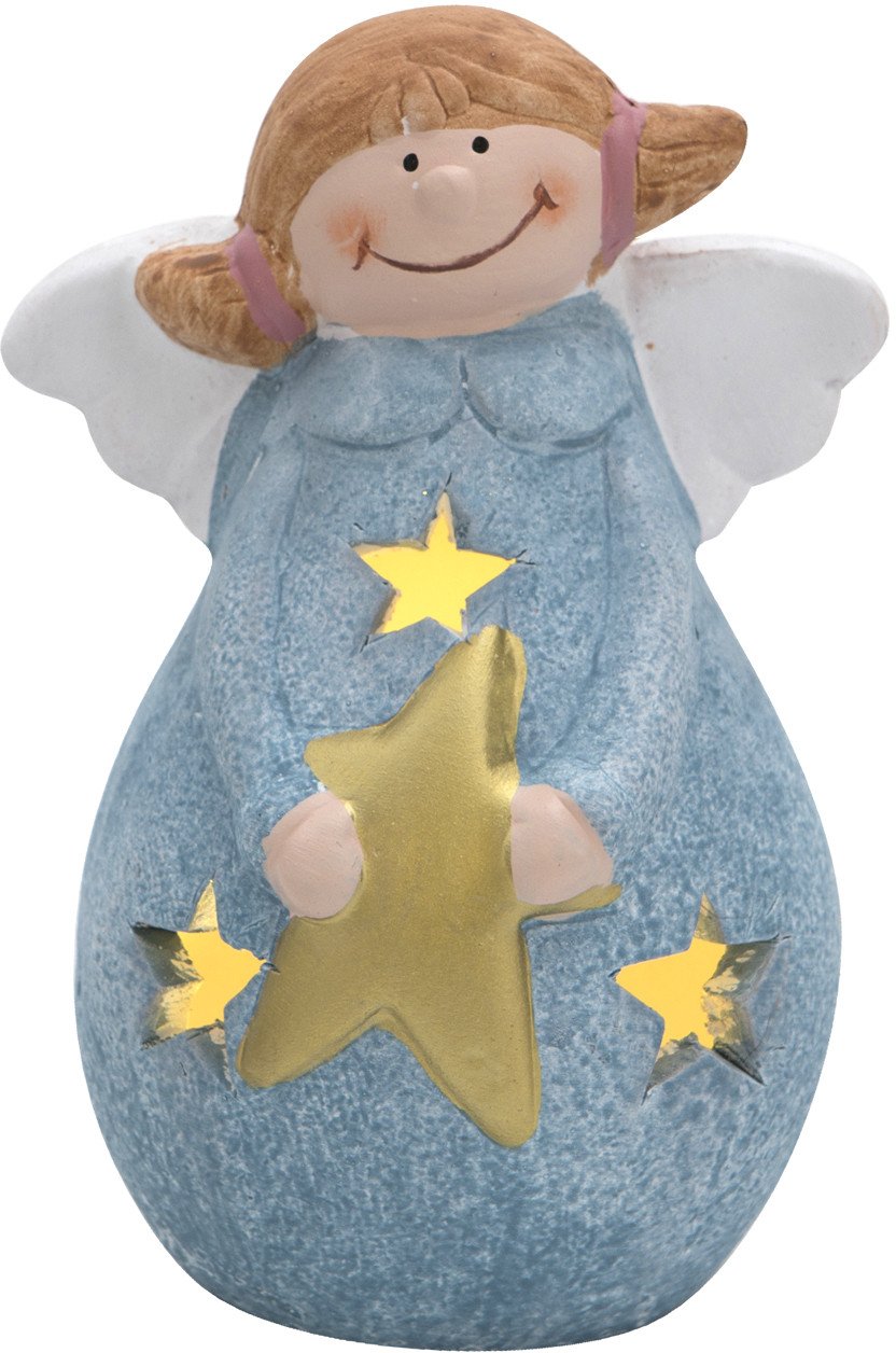 Figurka ozdobna świecąca Aniołek niebieski 14 cm