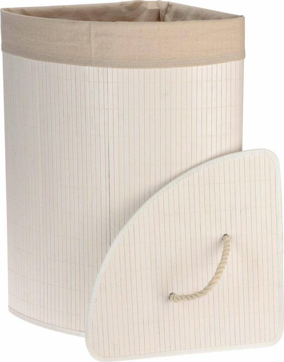 Kosz na pranie Storage Solutions Kosz na pranie narożny bambusowy biały