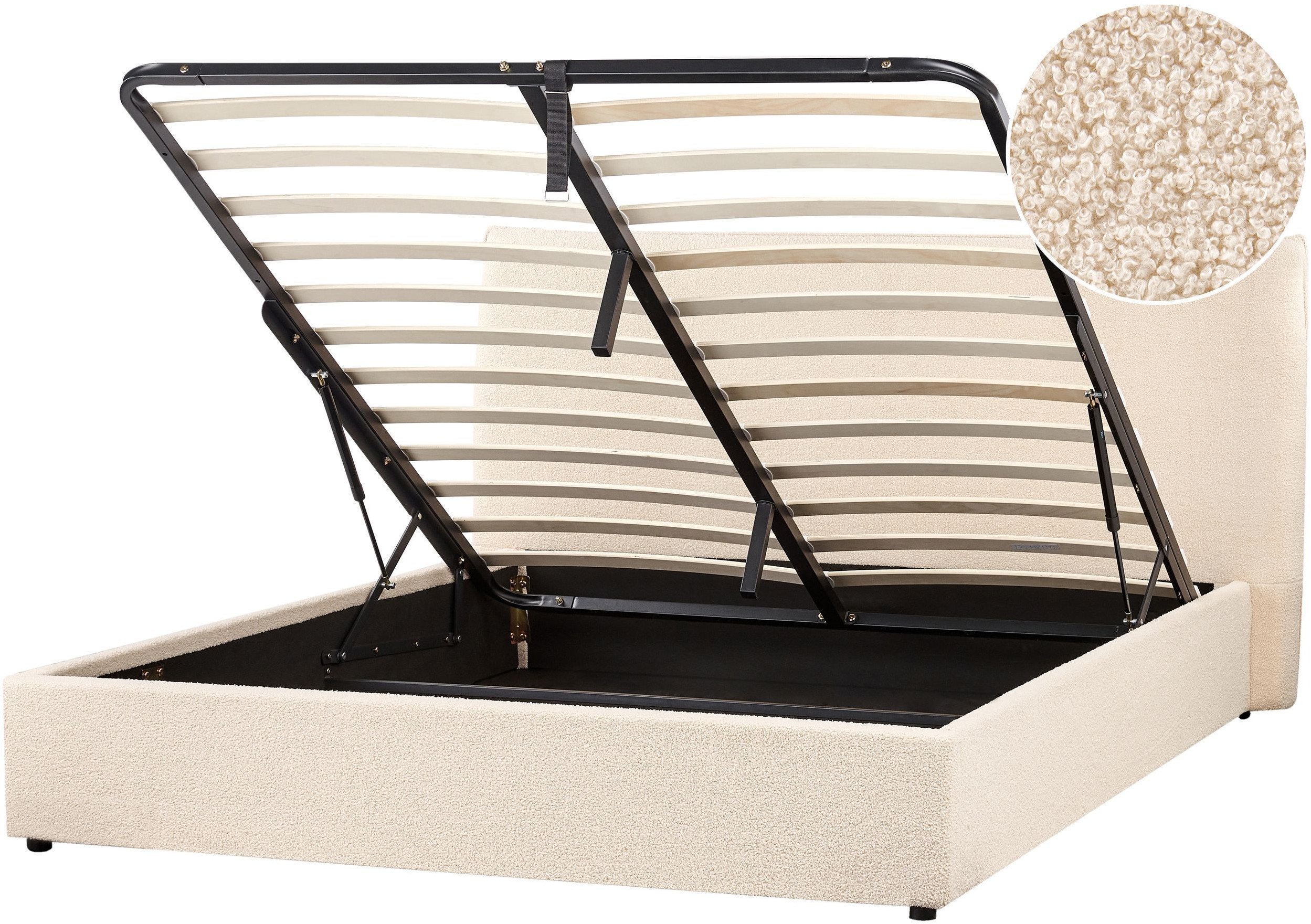 Łóżko z pojemnikiem Boucle LAVAUR 160 x 200 cm Beżowy