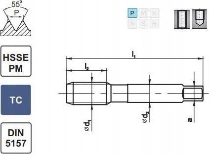 Fanar GWINTOWNIK G 1/8" DIN5157/2-P HSSE-PM HRC40 TICN
