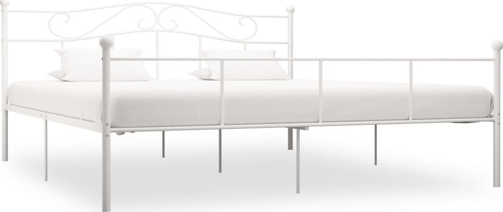 vidaXL Rama łóżka, biała, metalowa, 200 x 200 cm