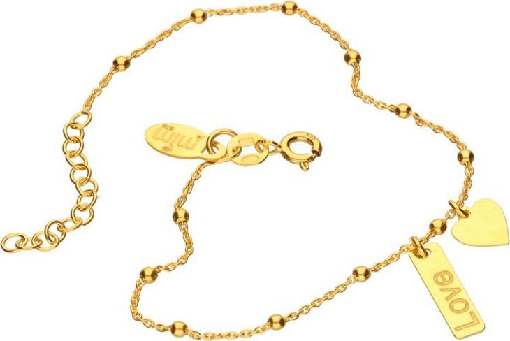 Lovrin Srebrna pozłacana bransoletka 925 napis love grawer 1,90g