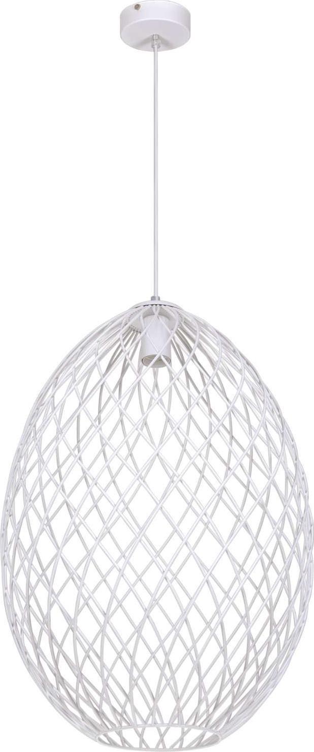 Lampa wisząca Kaja Owalna LAMPA wisząca K-4790 Kaja metalowa OPRAWA druciany ZWIS klatka biała