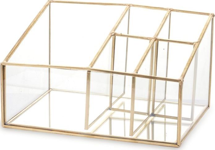Art-Pol Organizer szklany złota Rama 10x18x13 cm