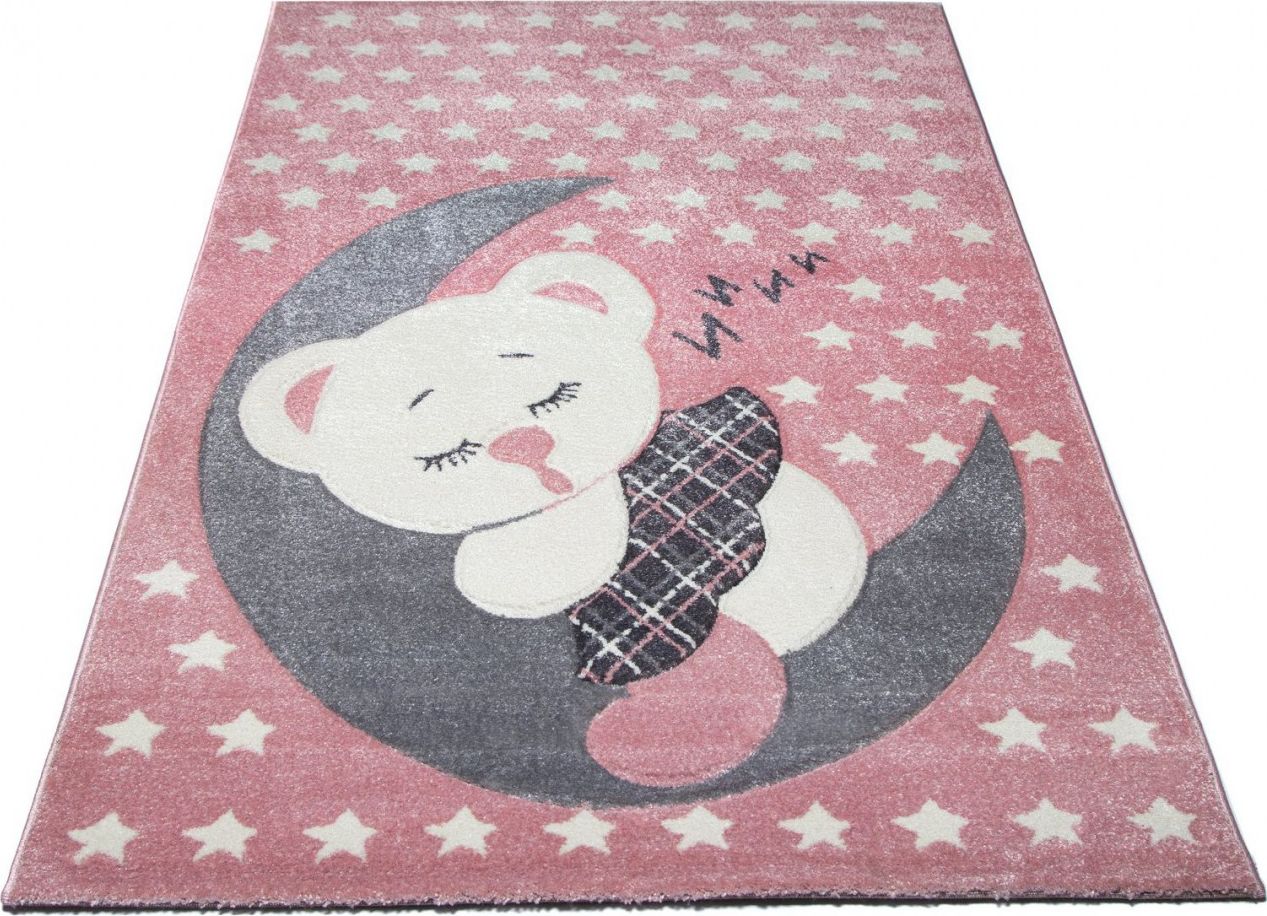 Seta Hali Dywan dziecięcy dla dziewczynki BERBEĆ Kolorowych Snów Misiu Różowy Prostokąt 160x230 cm