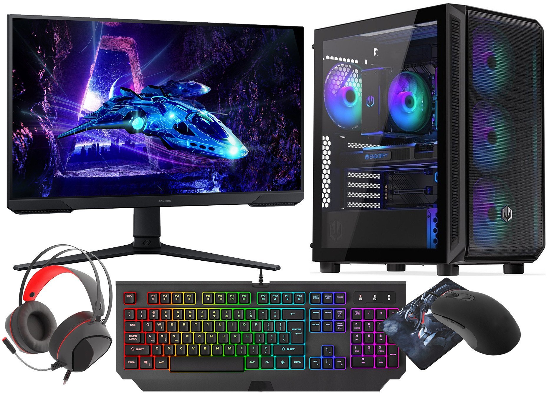 Gaming Set Ryzen 9 5950X RTX 5060 64GB 1TB W11 24" 180Hz WiFi6 BT5 DLSS 4