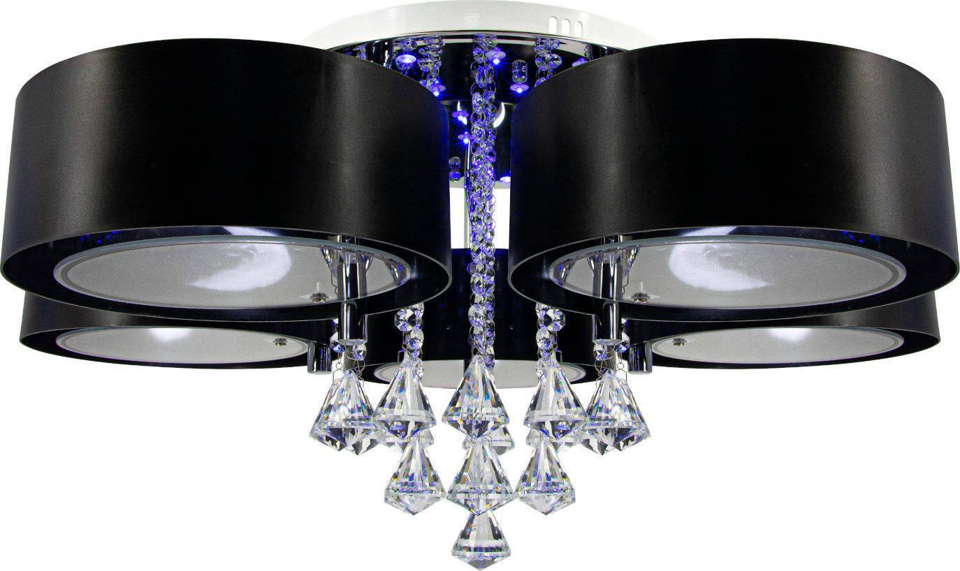 Lampa sufitowa Mdeco LAMPA sufitowa ELMDRS8006/5 8C BL MDECO metalowa OPRAWA crystal glamour chrom czarna