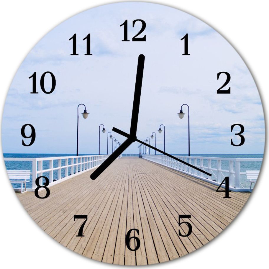 Tulup Zegarek na szkle na ścianę Okrągły Molo widok fi 30 cm 34088720