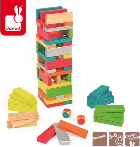 Janod Gra Jenga z kolorami Equilibloc (J02012)