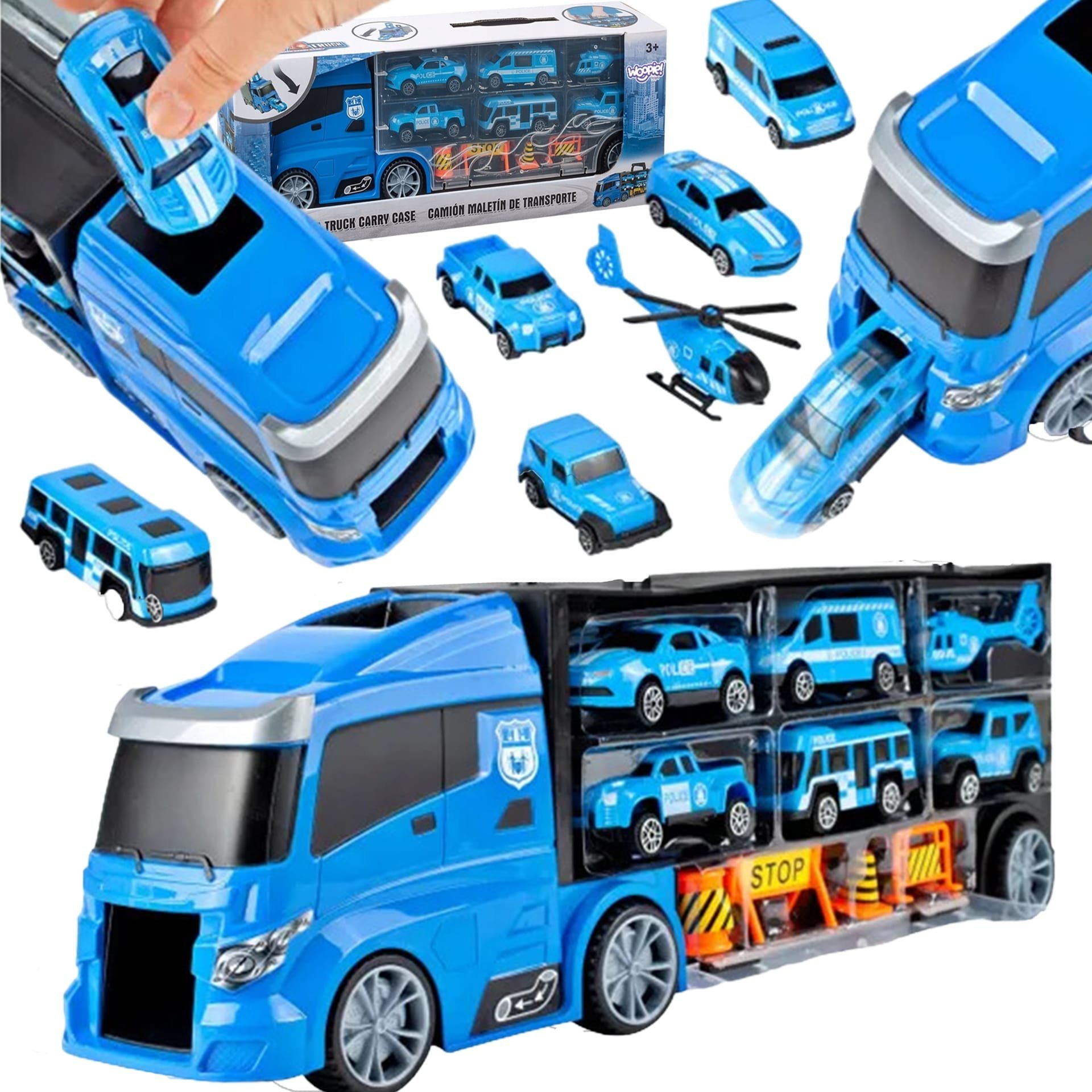 Woopie WOOPIE Zestaw Cieżarówka Transporter 3w1 Niebieski Policja