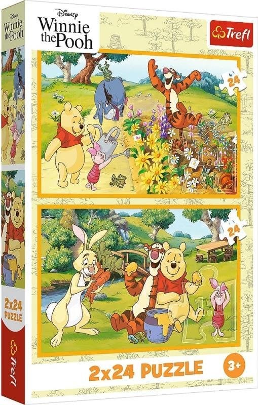 PUZZLE 2x24 Dzień w ogrodzie/Winnie the Pooh 34436