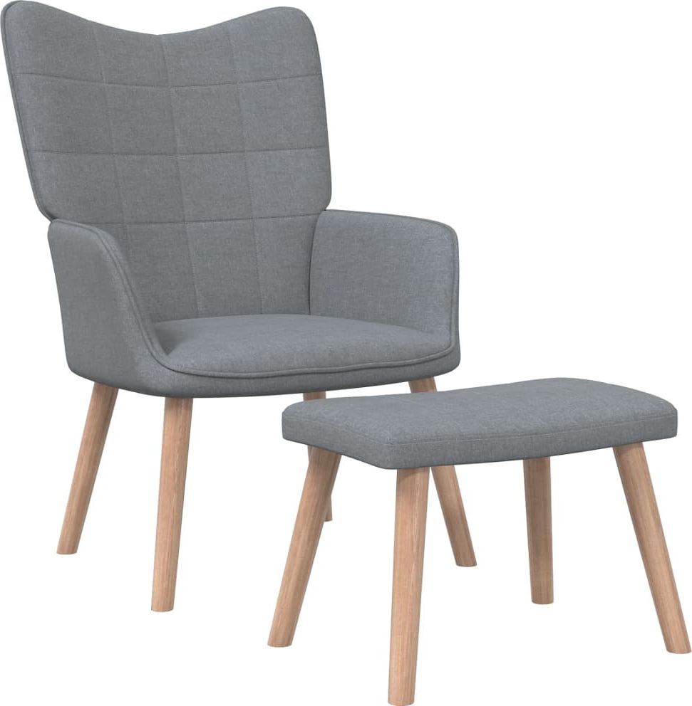 vidaXL vidaXL Fotel z podnóżkiem, 62x68,5x96 cm, jasnoszary, obity tkaniną