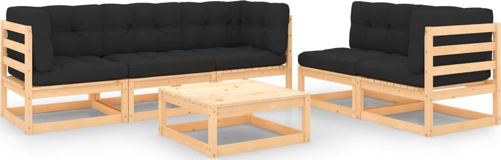 vidaXL vidaXL 6-cz. zestaw wypoczynkowy do ogrodu, z poduszkami, lita sosna