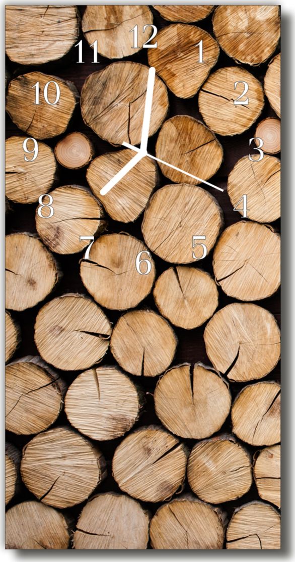 Tulup Zegar Szklany Pionowy Belkami drewno brązowy