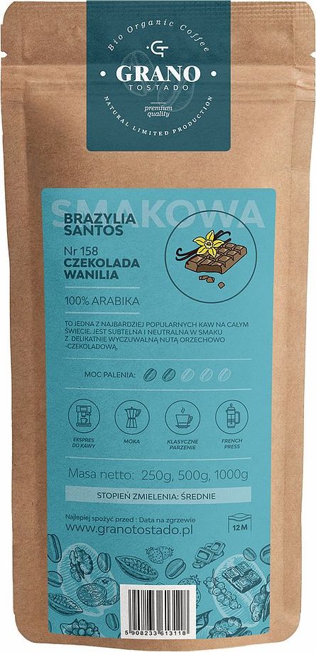 Grano Tostado Kawa śred. Miel. Granotostado Czekolada/Wanilia 250g