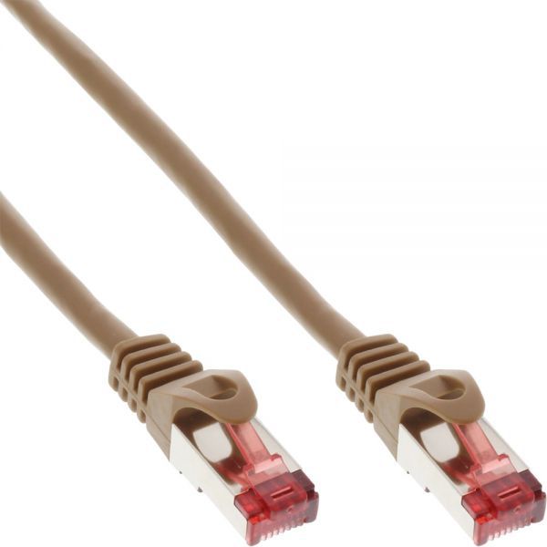 InLine Patchcord S/FTP, PiMF, Cat.6, 250MHz, PVC, brązowy 0.3m (76433K)