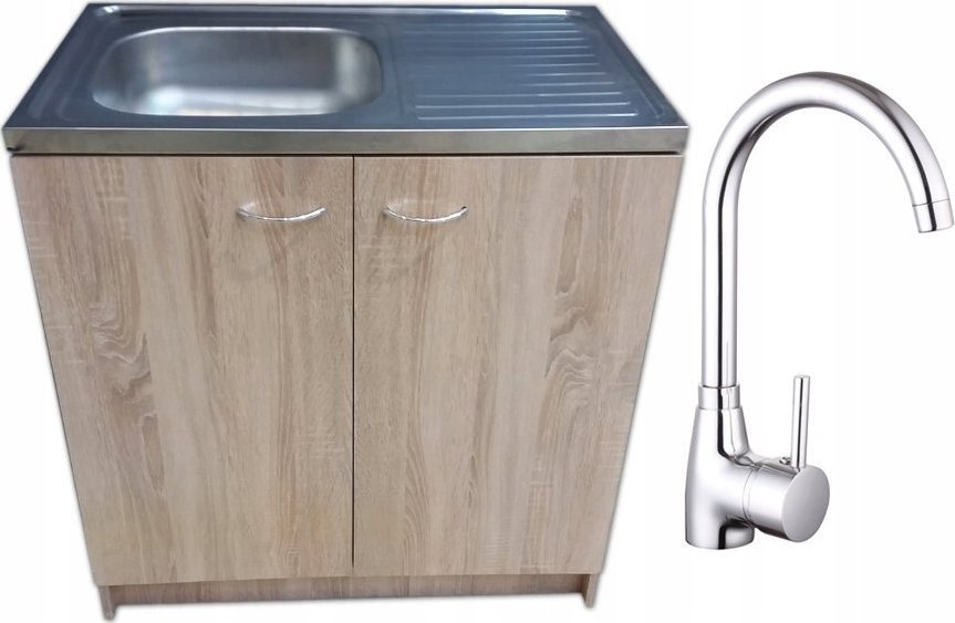 Stamar Szafka kuchenna sonoma 80 + zlew + bateria wysoka