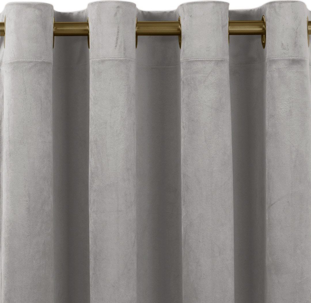 Homede Homede Zasłona VILA velvetowa na złotych przelotkach 200x270 szara