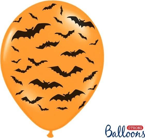 Party Deco Balony na Halloween, Nietoperze, pomarańczowe, 30 cm, 6 szt. uniwersalny