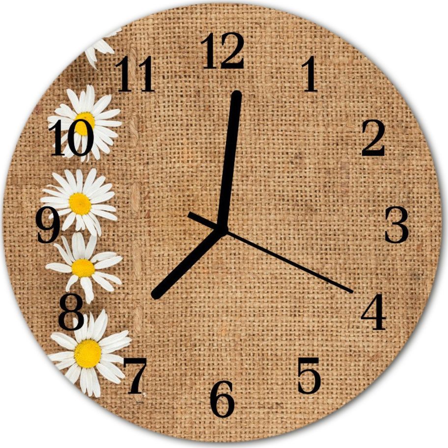 Tulup Zegar na szkle na ścianę Okrągły Stokrotka Kwiaty fi 30 cm 53718004
