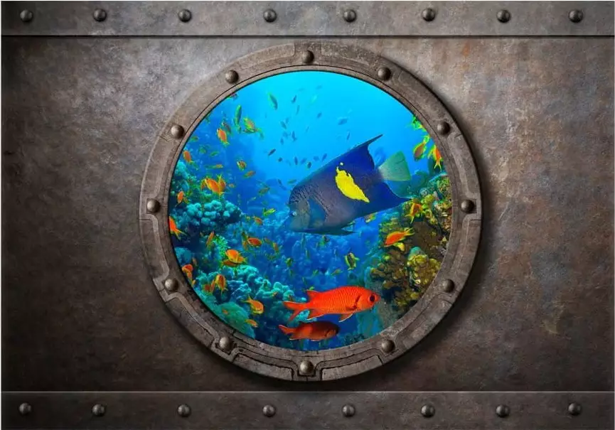 DecoNest Fototapeta - Okno łodzi podwodnej - 300X210