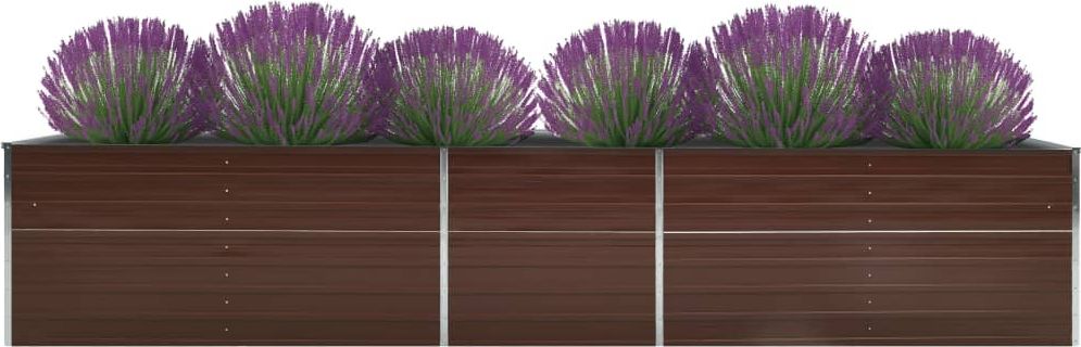 vidaXL Podwyższona donica z galwanizowanej stali 400x80x77 cm, brązowa