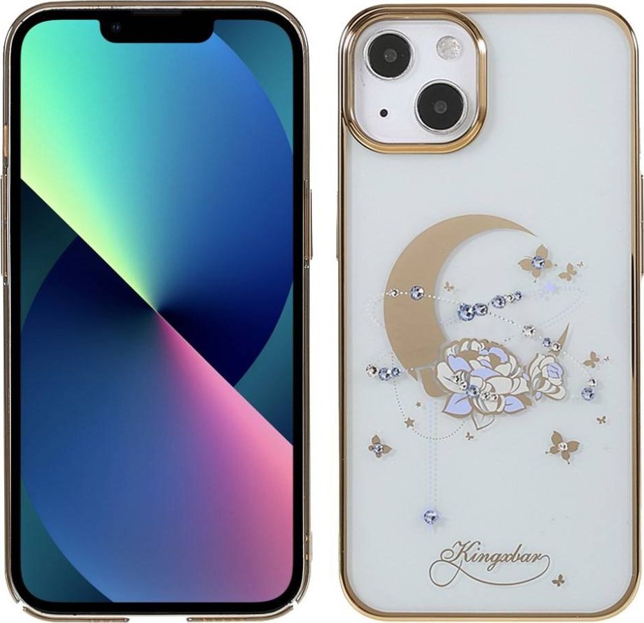 Kingxbar Etui IPHONE 13 z Kryształkami Swarovskiego Kingxbar Moon Series Flower złote