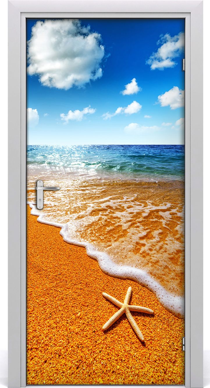 Tulup Fototapeta samoprzylepna na drzwi 95 x 205 cm rozgwiazda na plaży