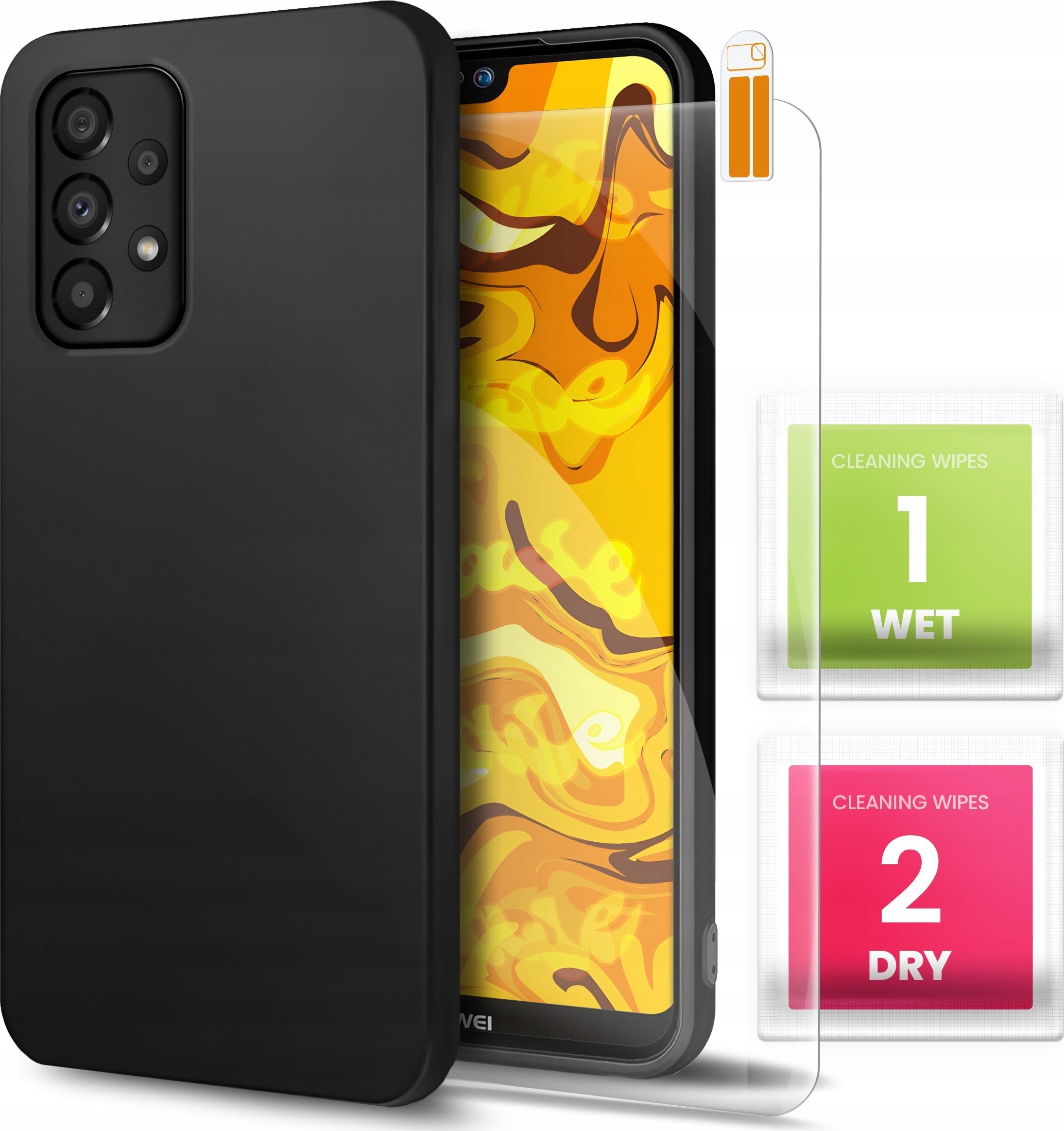 Hello Case Etui do Samsung Galaxy A33 5G (Czarne, Matowe, Slim, Silikon) SZKŁO 9H