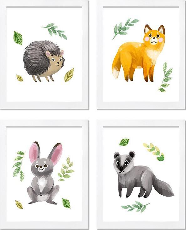 Art-Pol Obrazy na płótnie zwierzęta dla dzieci zestaw 4 szt.