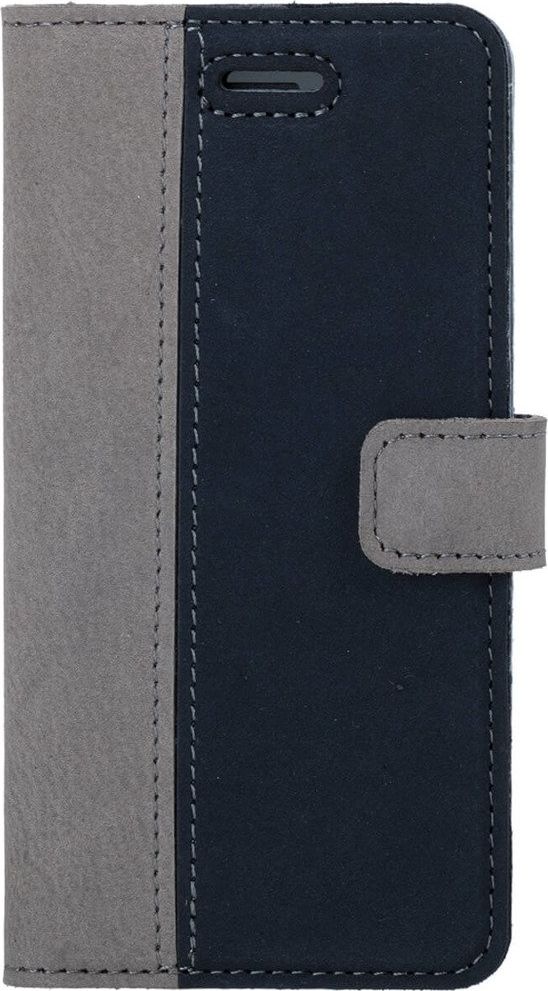 Surazo Etui na telefon Surazo ze skóry naturalnej Wallet case - Nubuk Szary i Granatowy