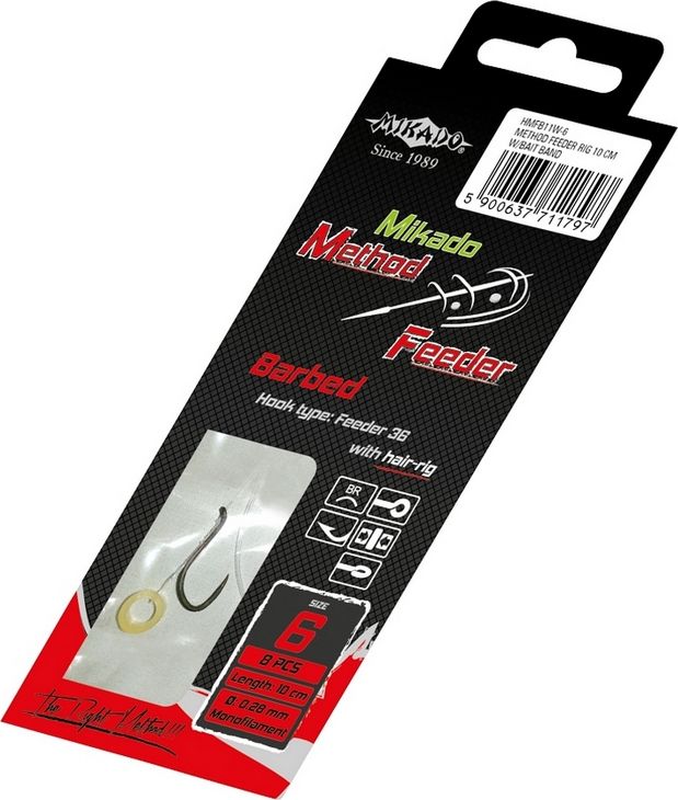 Mikado Haczyki na przyponie do method feeder z włosem r. 8 (hmfb11w-8)
