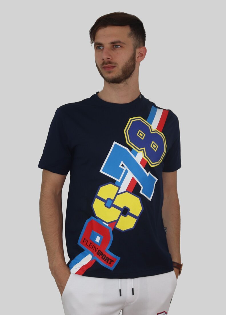 Plein Sport Koszulka T-shirt marki Plein Sport model TIPS118 kolor Niebieski. Odzież męska. Sezon: Wiosna/Lato S