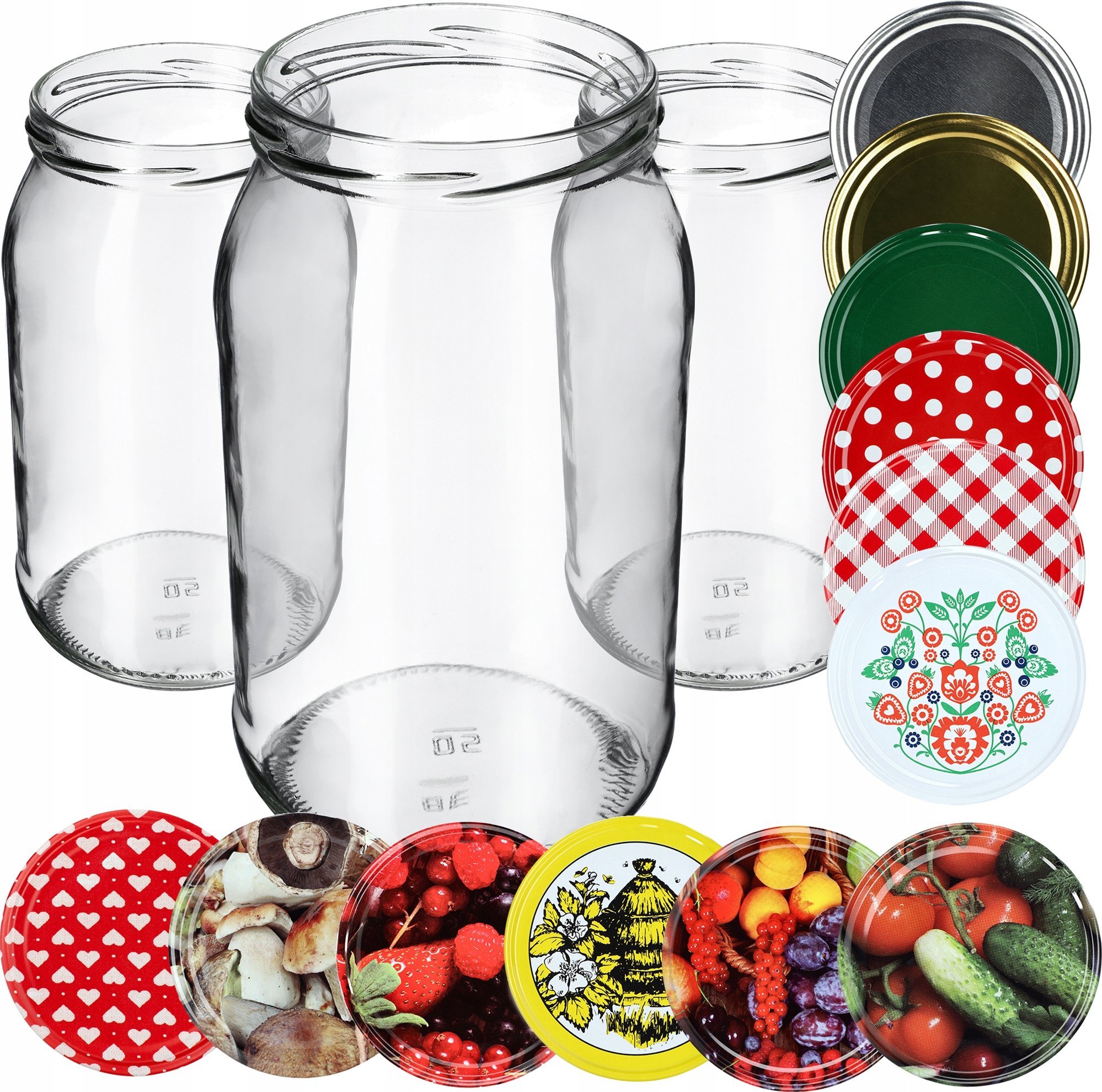 8x Słoik Szklany 760ml Miód Ogórki Wieczko fi82