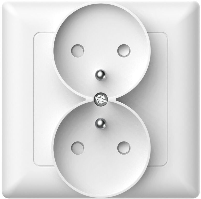 Gniazdo podtynkowe z uziemieniem podwójne, Varia, białe / 46111