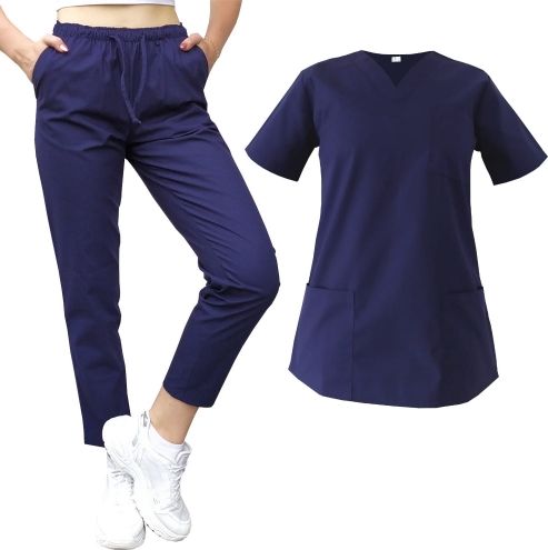 CLINIC Mundurek uniform medyczny granatowy cygaretki i bluza