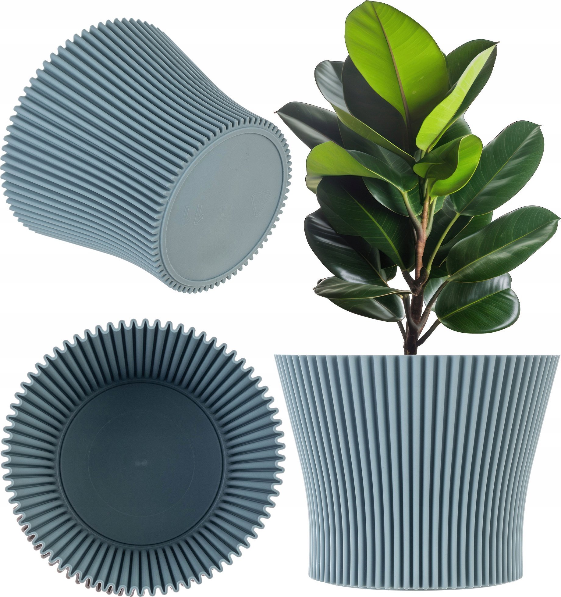 KADAX Doniczka Donica Na Kwiaty 13cm Osłonka Rośliny Kwietnik Plastikowa Zielona