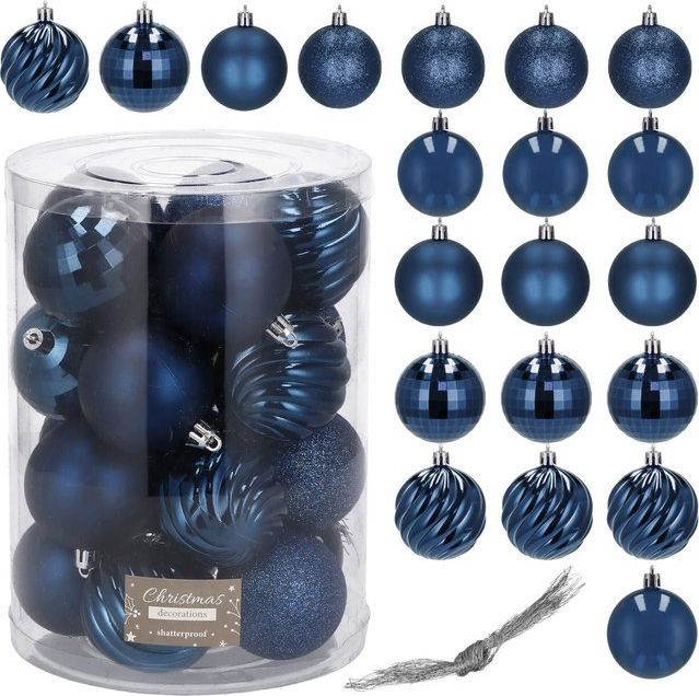 Springos Bombki choinkowe 20 szt. ozdoby świąteczne zestaw 6cm granatowy UNIWERSALNY